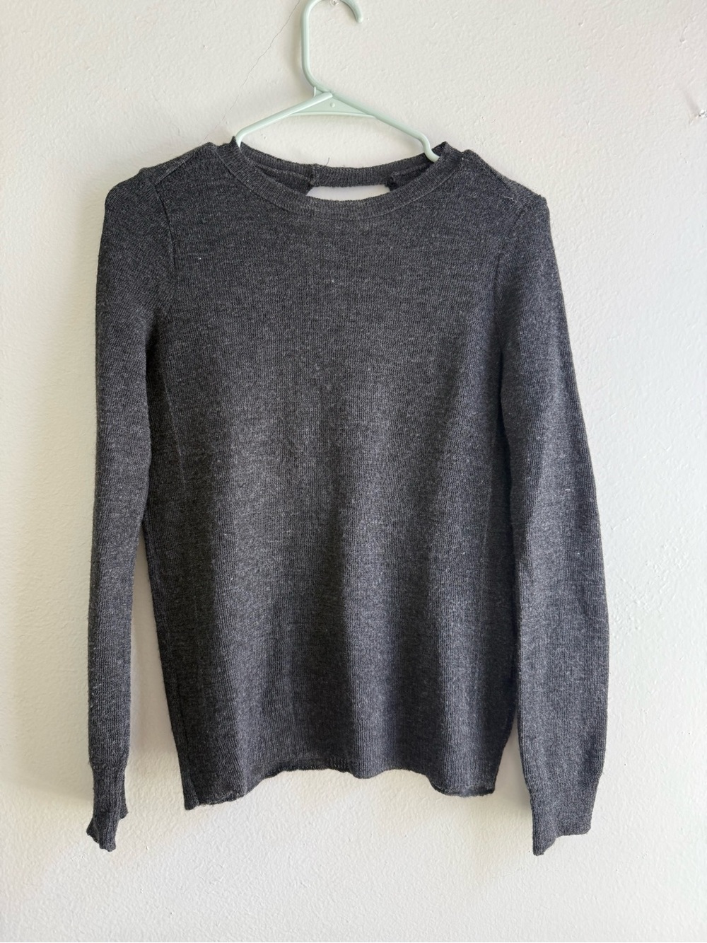 Vintage Zara Knit Charcoal Gray Open Back Sweater | Size M